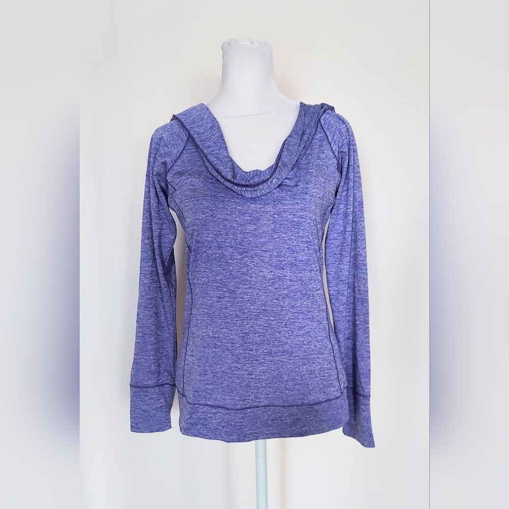Avia Cowl Neck Hooded Long Sleeve Athletic Shirt Purple Size Small